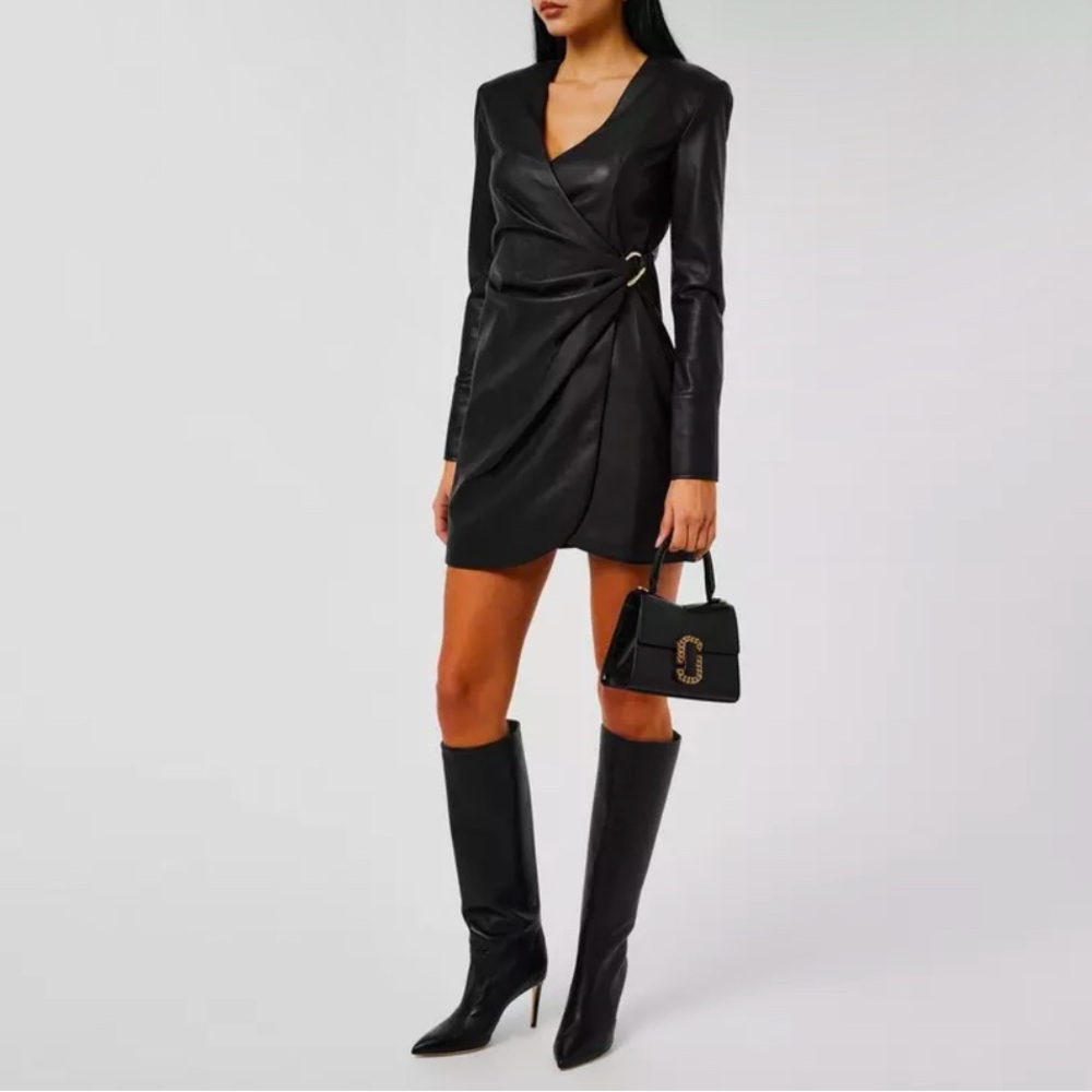 Anine Bing Joey Faux leather mini wrap dress - Picture 5 of 14